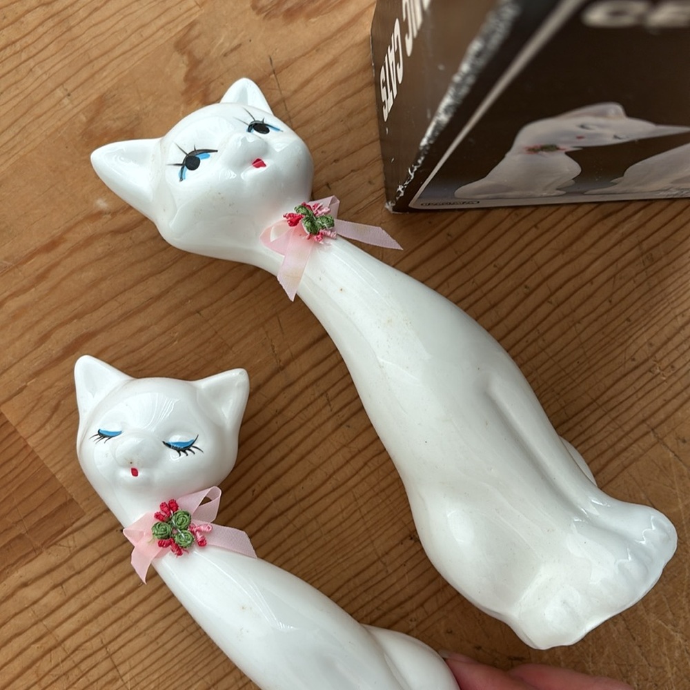 NWT Vintage ceramic cat pair 2 ceramic cats home decor made in Taiwan - Picture 6 of 7